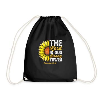 Lord is our strong tower Bible verse Christians - Drawstring Bag - black - Front