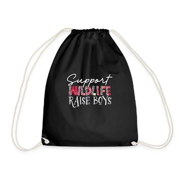 Wild animals raise young - Drawstring Bag - black - Front