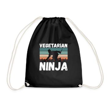 Ninja Végétarien Vintage - Sac de sport léger - noir - Devant
