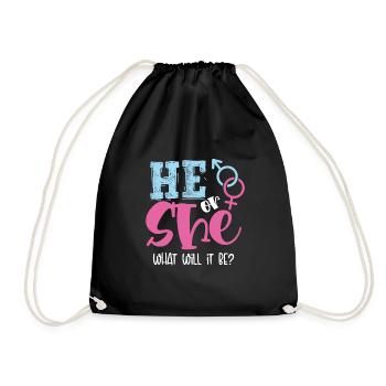 He or she, what will it be? - Drawstring Bag - black - Front