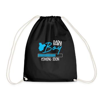 Baby boy is coming soon - Drawstring Bag - black - Front