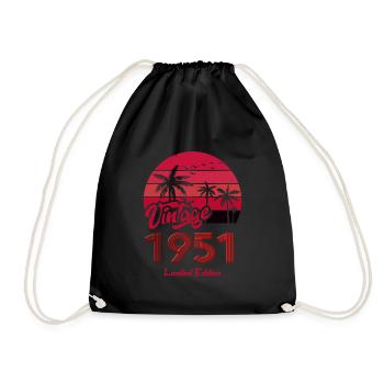 Vintage Year 1951 Limited Edition Red - Drawstring Bag - black - Front