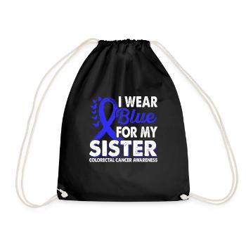 Portez du bleu clair pour le cancer du côlon - Sac de sport léger - noir - Devant