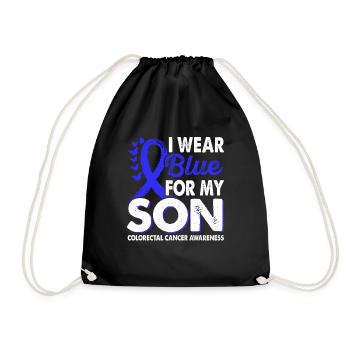 Portez du bleu clair pour le cancer du côlon du fils - Sac de sport léger - noir - Devant