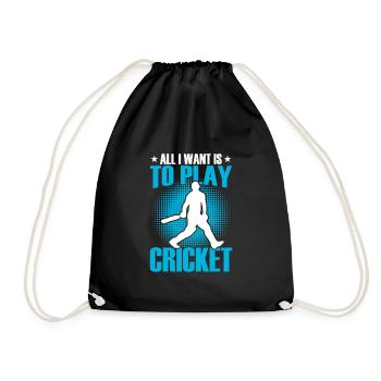 I just want to play cricket - Drawstring Bag - black - Front