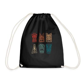 Vintage Tiki Hawaiian Luau Maui Hawaii Party Tiki - Drawstring Bag - black - Front