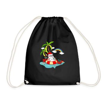 Christmas in July Santa Hawaiian Beach Cocktail - Drawstring Bag - black - Front