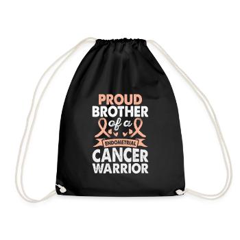 Brother of Endometrial Cancer Warrior Consciousness - Drawstring Bag - black - Front