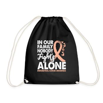 No one fights endometrial cancer alone, - Drawstring Bag - black - Front