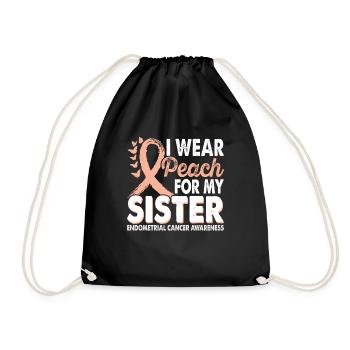 Apply Peach for Sister Endometrial Cancer - Drawstring Bag - black - Front