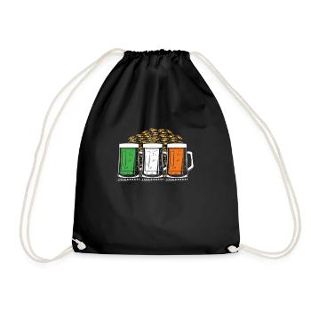Irish beer with gold - Drawstring Bag - black - Front