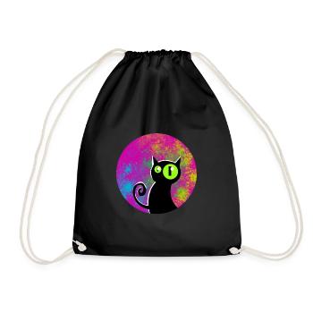 Chat noir aux yeux brillants - Sac de sport léger - noir - Devant