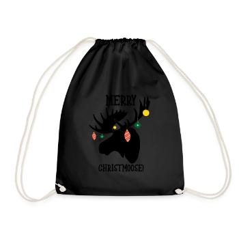 Merry Christmoose Christmas Moose Deer X-Mas - Drawstring Bag - black - Front