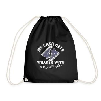 My cash gets weaker with every sneakers - Turnbeutel - Schwarz - Vorne