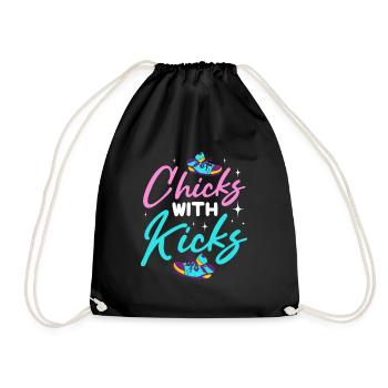 Funny Chicks With Kicks - Cool Sneakers Girly - Turnbeutel - Schwarz - Vorne