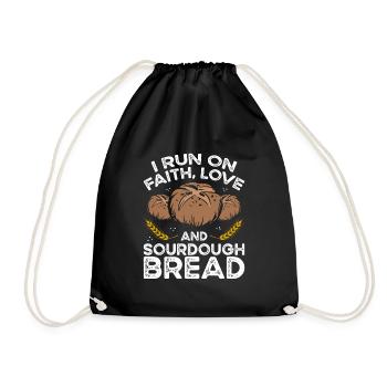 I walk on love and sourdough bread - Drawstring Bag - black - Front