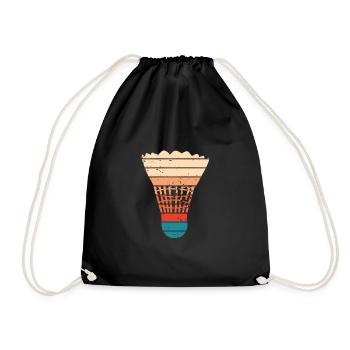 Retro badminton shuttlecock - Drawstring Bag - black - Front