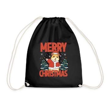 Joyeux hamster de Noël rouge - Sac de sport léger - noir - Devant