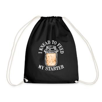I knead the dough with the starter - Drawstring Bag - black - Front