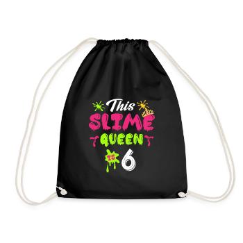 This Slime Queen Is 6 - Slime Lover Birthday - Turnbeutel - Schwarz - Vorne