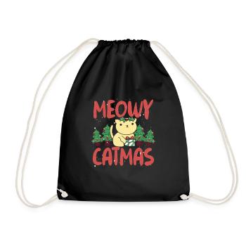Chat avec chapeau de Père Noël - Sac de sport léger - noir - Devant