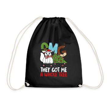Chat avec sapin de Noël - Sac de sport léger - noir - Devant