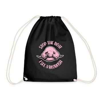 stop the boat I see a blobfish Design - Drawstring Bag - black - Front