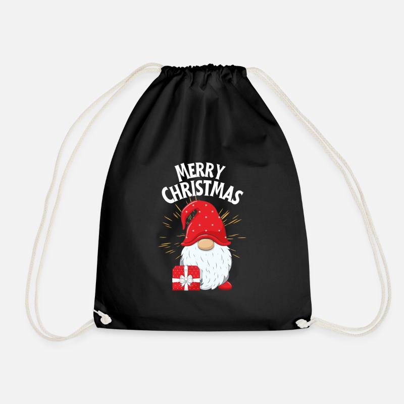 Merry Christmas Dwarf - Drawstring Bag - black