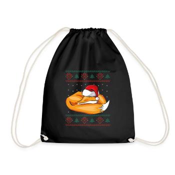 Schlafender Weihnachtsfuchs - Turnbeutel - Schwarz - Vorne