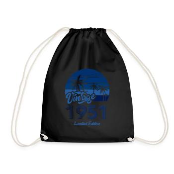 Vintage Year 1951 Limited Edition Blue - Drawstring Bag - black - Front