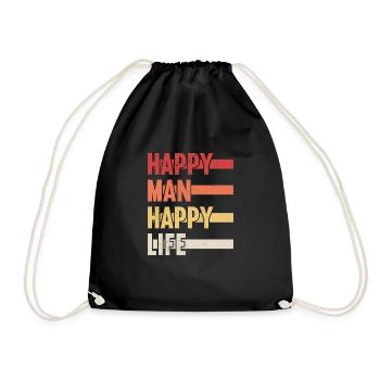 Happy Man Happy Life Husband Happy Life - Drawstring Bag - black - Front