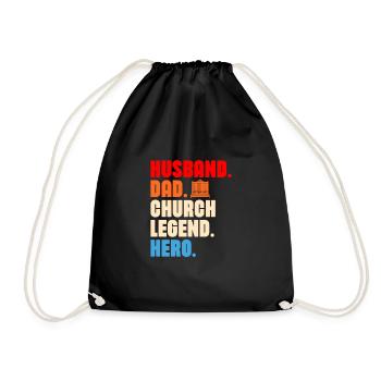 Husband Dad Church Legend Hero Organist Organ - Drawstring Bag - black - Front