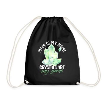 Mom In My Name Crystals Are My Game Reiki Healer - Drawstring Bag - black - Front