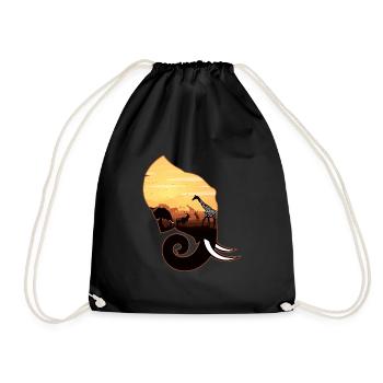 African wild animals in Elephant background - Turnbeutel - Schwarz - Vorne