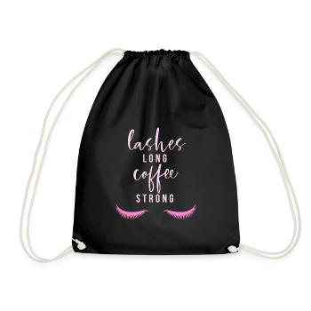 Lashes long Coffee strong - Drawstring Bag - black - Front