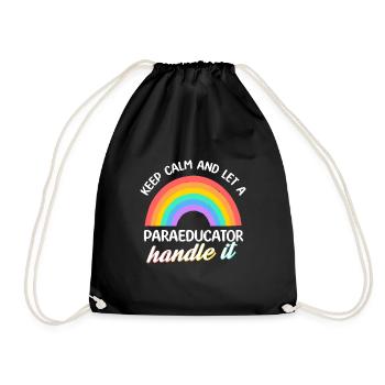 Keep calm and let a Paraeducator handle it Para - Drawstring Bag - black - Front