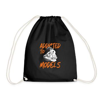 addicted to models Design for a lover of train - Drawstring Bag - black - Front