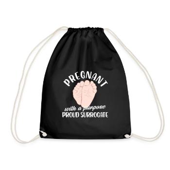 pregnant with a purpose proud surrogate Design - Drawstring Bag - black - Front