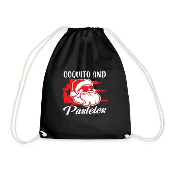 coquito and pasteles Design for a fan of Christmas - Drawstring Bag - black - Front