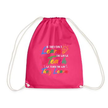 learn teach they learn Design for a teacher - Drawstring Bag - fuchsia - Front