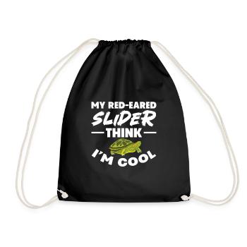 Mon curseur à oreilles rouges pense que je suis une tortue de compagnie cool - Sac de sport léger - noir - Devant