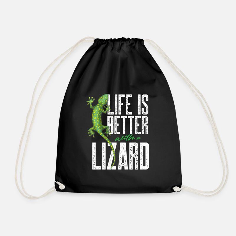 life is better with a lizard Design for a lizard - Turnbeutel - Schwarz