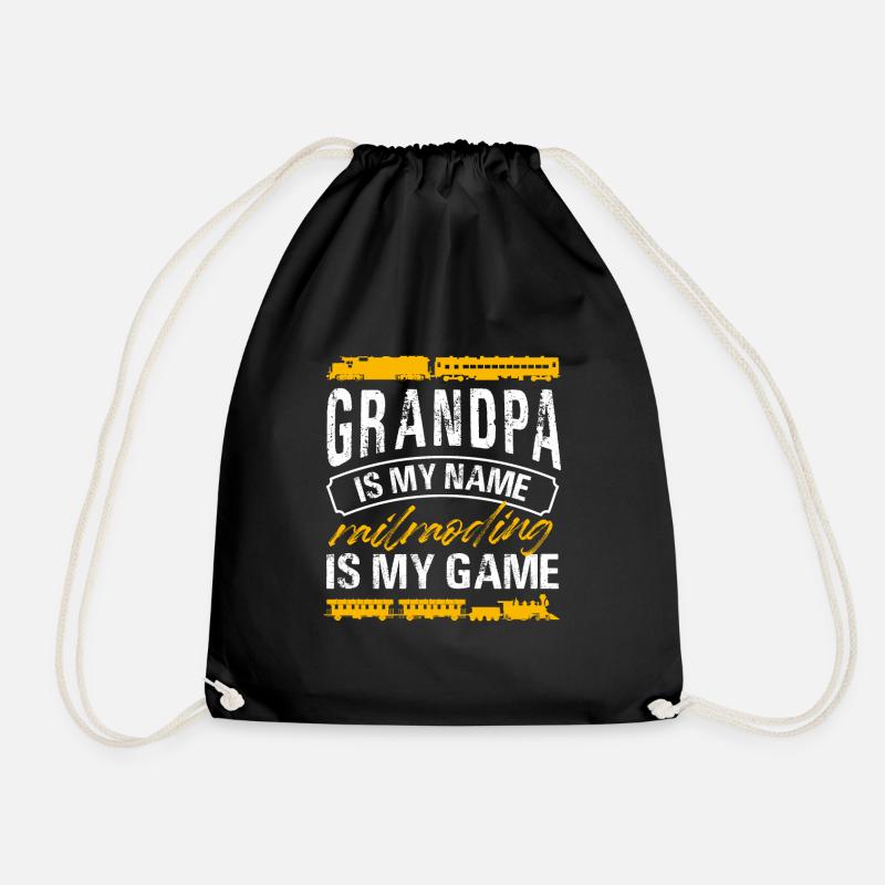 grandpa is my name railmodelling my game Design - Drawstring Bag - black