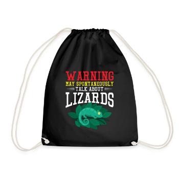 Warning spontaneously talk about lizards Design - Drawstring Bag - black - Front