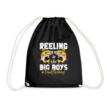 Reeling In The Big Boys Team Flathead Fishing - Drawstring Bag - black - Front