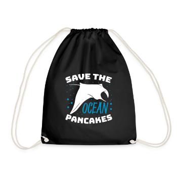Save The Ocean Pancakes Racific Deep Sea Manta Ray - Turnbeutel - Schwarz - Vorne