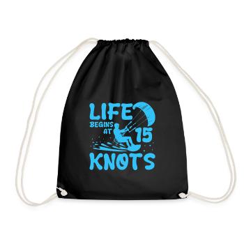 La vie commence à 15 nœuds Kiteboard Surf - Sac de sport léger - noir - Devant