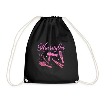 Hairstylist Haircutter Barber Beauty Styling Hair - Drawstring Bag - black - Front