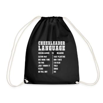 Cheerleading Language Team Spirit Cheering - Drawstring Bag - black - Front
