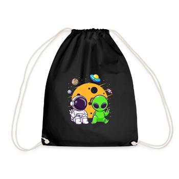 Astronaut Alien Chilling In Space - Turnbeutel - Schwarz - Vorne